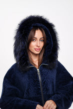 Load image into Gallery viewer, Genuine Shearling Silver Fox Trim Jacket