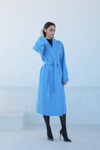 Load image into Gallery viewer, Classic Brushed Cashmere Wool Blend Overcoat in Azure