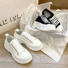 Load image into Gallery viewer, Lace-Up Round Toe Platform Sneakers – Canvas Chunky Sole