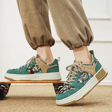 Load image into Gallery viewer, Bear Patch Low-Cut Harajuku Sneakers – Color Block Thick Sole