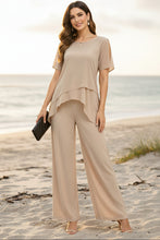 Load image into Gallery viewer, Women's Irregular Hem Top & Wide Leg Pants Two-Piece Set