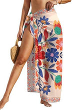 Load image into Gallery viewer, Sheer Chiffon High-Slit Swim Cover-Up Dress – Floral Print, One Size