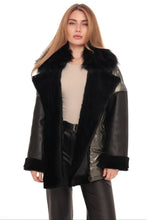 Load image into Gallery viewer, Audrey Genuine Lamb Leather Fox Fur Down Coat in Olive