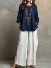 Load image into Gallery viewer, Women's Bohemian Loose Three-Quarter Sleeve Top Set