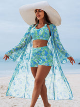 Load image into Gallery viewer, Multi-Color Print Bikini Three-Piece Set – Padded Swimwear for Women