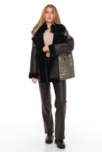 Load image into Gallery viewer, Audrey Genuine Lamb Leather Fox Fur Down Coat in Olive