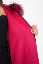 Load image into Gallery viewer, Saga®Furs Silver Fox Wool Alpaca Poncho Vest in Fuchsia