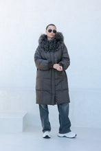 Load image into Gallery viewer, Lauren Genuine Fur Trim Down Fill Coat in Tobacco