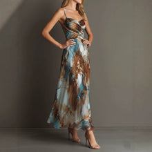 Load image into Gallery viewer, Floral Print Strap High Waist Flowy Maxi Dress – Sleeveless Beach Long Dress