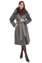 Load image into Gallery viewer, Boston Genuine Silver Fox Cashmere Blend Double-Face Coat in Grey Mélange