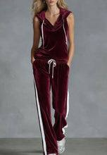 Load image into Gallery viewer, Women's Sleeveless Hooded Velvet Top & Long Pants Set | Casual Sporty 2-Piece in 6 Colors