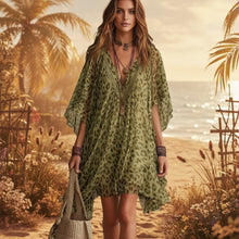 Load image into Gallery viewer, Women's V-Neck Leopard Print Chiffon Beach Cover-Up Dress