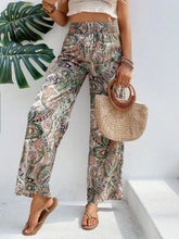 Load image into Gallery viewer, Women's Paisley Print Wide-Leg Pants – Boho Smocked Elastic Waist Tie-Up Flowy Trousers