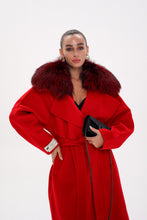 Load image into Gallery viewer, Saga®Furs Silver Fox Wool Alpaca Wraparound Coat