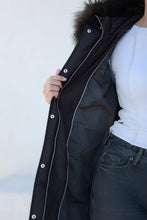 Load image into Gallery viewer, Celeste Genuine Fur Trim Down Fill Coat in Fig