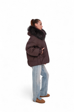 Load image into Gallery viewer, Verbier Genuine Fur Trim Down Fill Jacket in Fig
