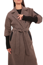 Load image into Gallery viewer, Miru Cashmere Wool Blend Overcoat in Beige Houndstooth