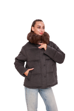 Load image into Gallery viewer, Elisa Genuine Polar Fox Fur Cashmere Effect Down Coat