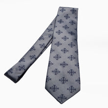 Load image into Gallery viewer, Extra Long Blue Jerusalem Cross Necktie with White Accents
