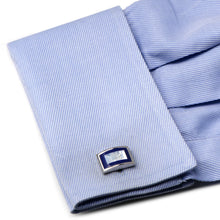 Load image into Gallery viewer, Mother of Pearl and Lapis Blue Key Cufflinks