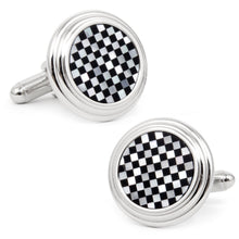Load image into Gallery viewer, Onyx and Mother of Pearl Checker 5-Stud Set