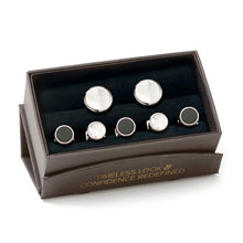 Load image into Gallery viewer, Double Sided Mother of Pearl Round Beveled 5-Stud Set