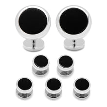 Load image into Gallery viewer, Double Sided Onyx Round Beveled 5-Stud Set