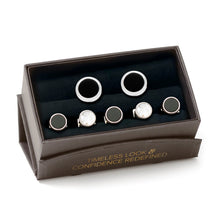 Load image into Gallery viewer, Double Sided Onyx Round Beveled 5-Stud Set