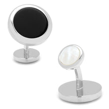 Load image into Gallery viewer, Double Sided Onyx Round Beveled Cufflinks