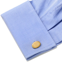 Load image into Gallery viewer, 14K Gold Plated Rope Border Oval Engravable Cufflinks