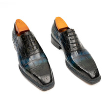 Load image into Gallery viewer, BLUE Crocodile Oxford Shoes Goodyear Norwegian 8015