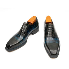 Load image into Gallery viewer, BLUE Crocodile Oxford Shoes Goodyear Norwegian 8015