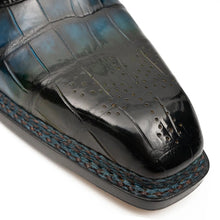 Load image into Gallery viewer, BLUE Crocodile Oxford Shoes Goodyear Norwegian 8015