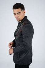 Load image into Gallery viewer, Men's Double Button Rhinestone Black Blazer