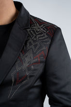 Load image into Gallery viewer, Men's Double Button Rhinestone Black Blazer