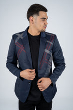 Load image into Gallery viewer, Men's Double Button Rhinestone Navy Blazer
