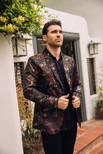 Load image into Gallery viewer, Men's Double Button Red Flowers Print Blazer