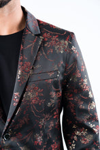 Load image into Gallery viewer, Men's Double Button Red Flowers Print Blazer