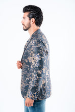 Load image into Gallery viewer, Men's Double Button Navy Flowers Print Blazer
