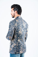 Load image into Gallery viewer, Men's Double Button Navy Flowers Print Blazer