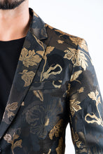 Load image into Gallery viewer, Men's Double Button Brown Flowers Print Blazer