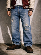 Load image into Gallery viewer, INDIGO DISTRESSED BOOTCUT DENIM