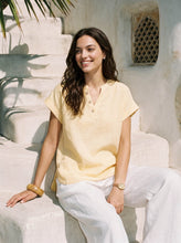 Load image into Gallery viewer, 100% Linen Stand-Collar Curved-Hem Top CRESSA