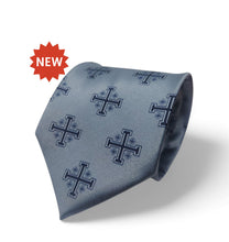 Load image into Gallery viewer, Blue Jerusalem Cross Necktie with White Accents