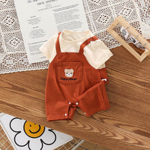 Load image into Gallery viewer, Summer Baby Two-piece Strap Jumpsuit | With Bear Embroidery - # BAAA51210042