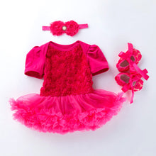 Load image into Gallery viewer, Baby Floral Short Sleeve Romper Set with Headband - # BAAA21110048