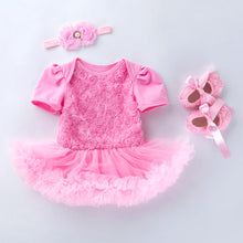 Load image into Gallery viewer, Baby Floral Short Sleeve Romper Set with Headband - # BAAA21110048