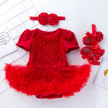 Load image into Gallery viewer, Baby Floral Short Sleeve Romper Set with Headband - # BAAA21110048