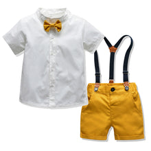 Load image into Gallery viewer, Boys' Gentleman Set with Short Sleeve Shirt and Suspenders - # BAAA71710013