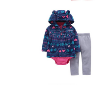 Load image into Gallery viewer, Newborn Fleece Hooded Jacket and Romper Set | 24 different models - # BAAA51210041